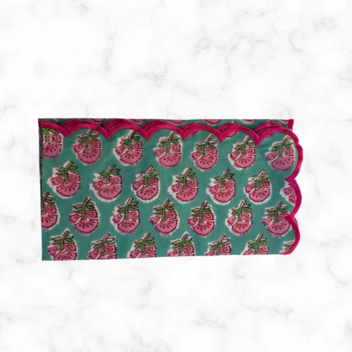 candy-pink-corolla-block-print-scalloped-napkin-folded