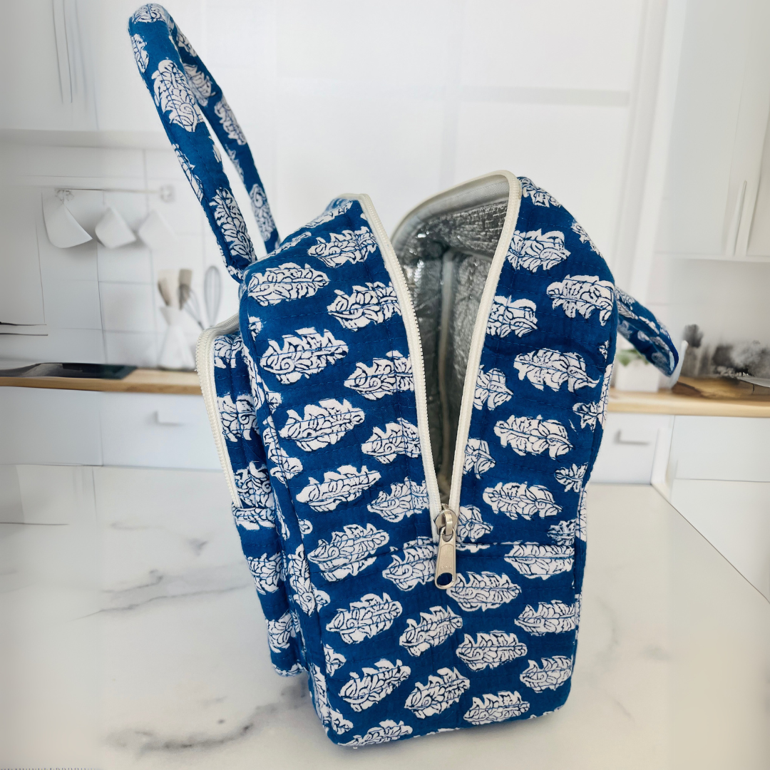 blue-and-white-lunch-bag-open