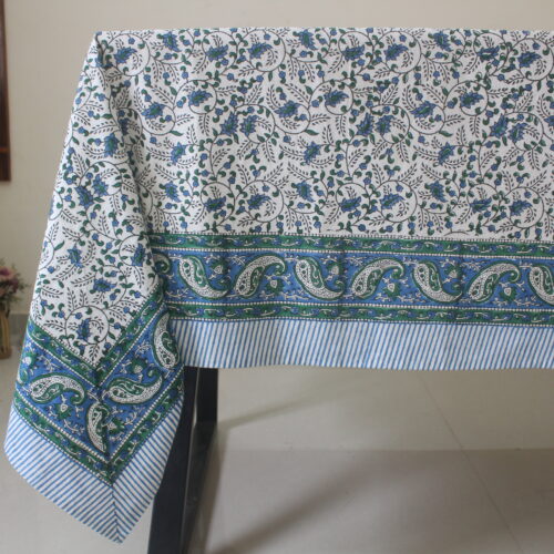 Blue Paisley vine table cover