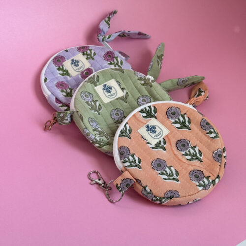 Floral round coin pouch