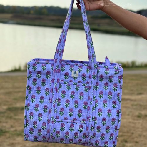 Lavender floral tote