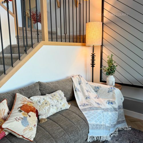 blue floral throw print