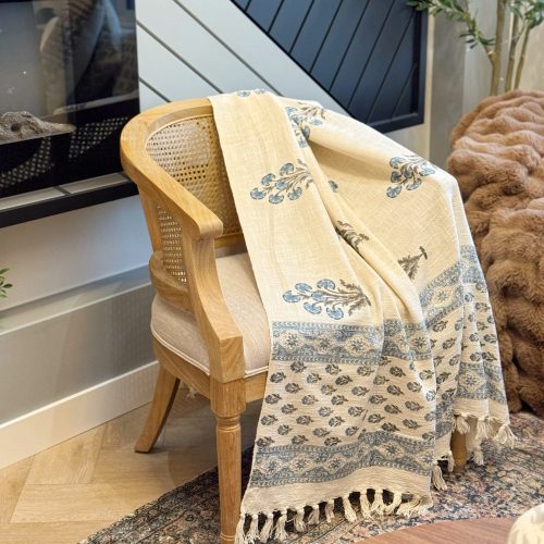 Sofa throw blue poppy