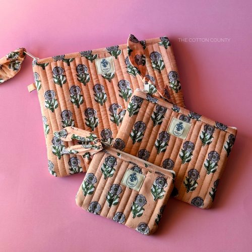 Peach floral set of 3