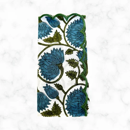 blue-water-lily-block-print-scalloped-napkin-folded